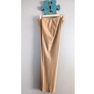 Bogner Wool Cashmere Tan Slacks 10L Side Zip Pleated Minimalist Luxury Pants